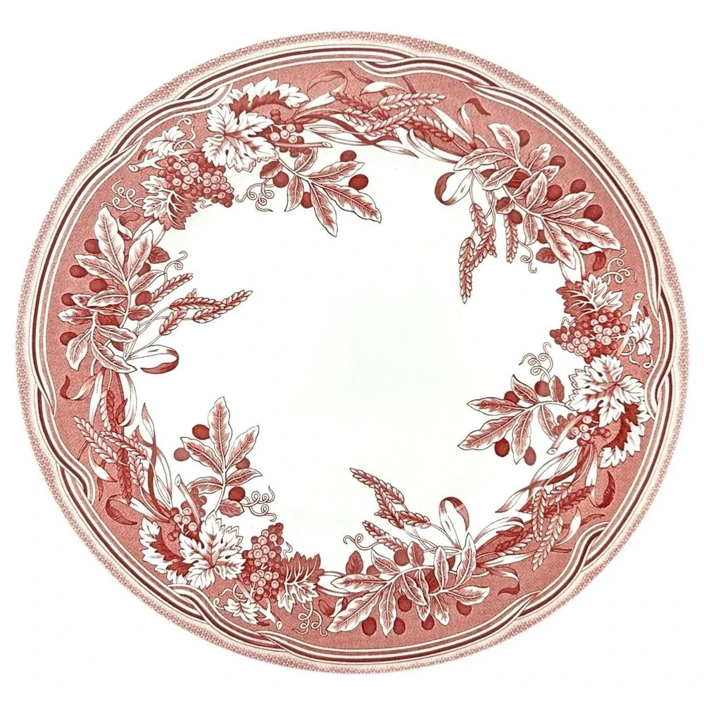 Spode Fulham Dinner Plate for Williams Sonoma Red & White Floral England 2004